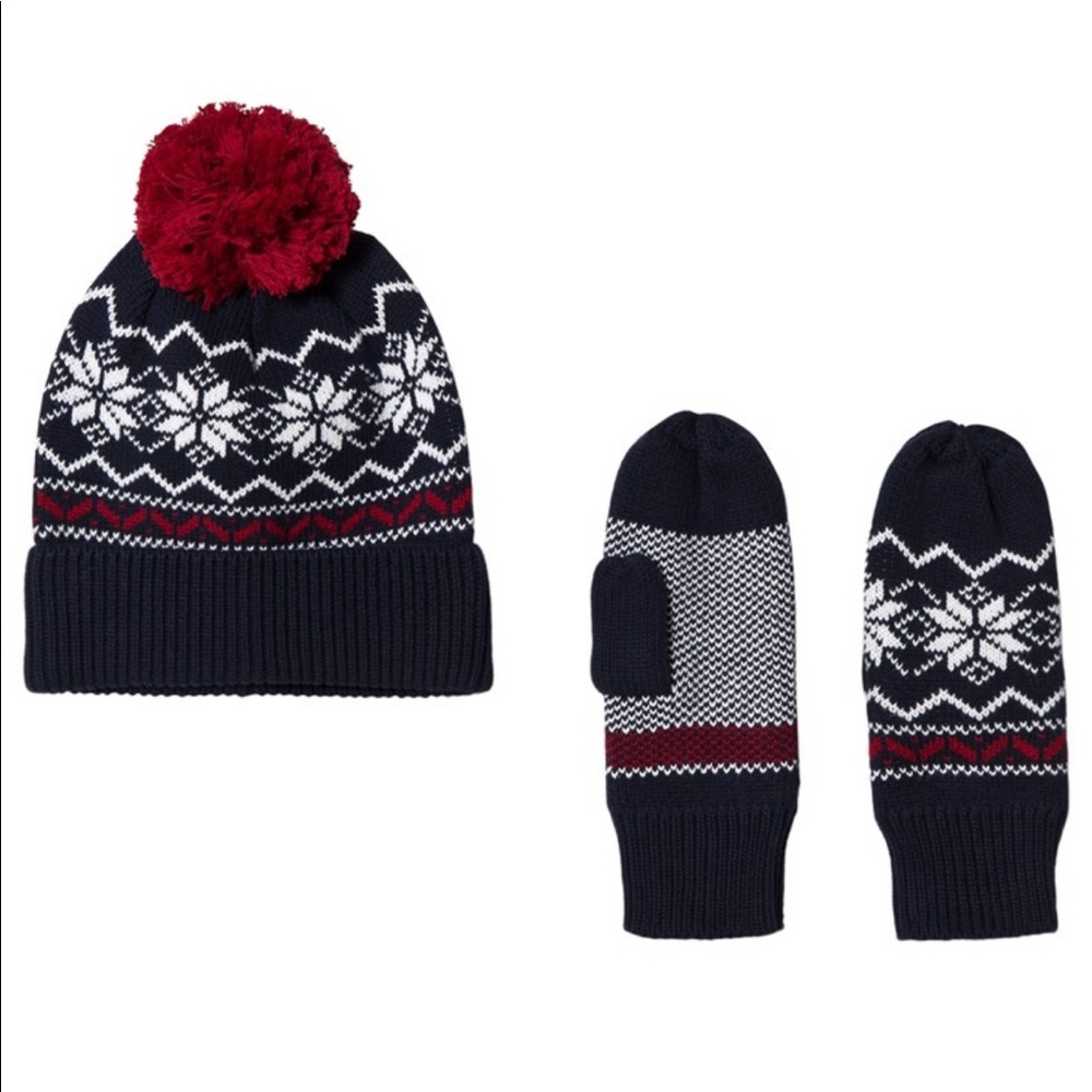 Kuling | Kids Navy Holmenkollen Hat And Mittens Set | Navy | Headwear